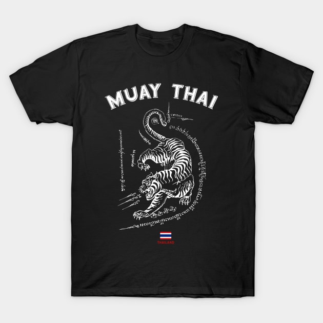 Muay Thai Tiger Sak Yant Tattoo Kickboxing Thailand T-Shirt by VintCam